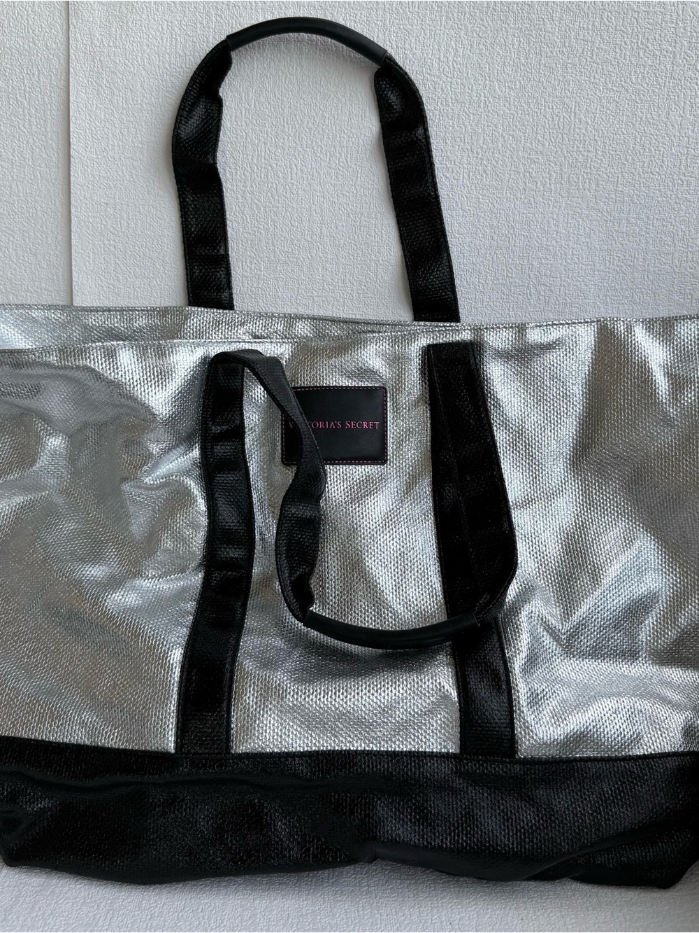 Victoria's Secret Silver and Black Tote Bag